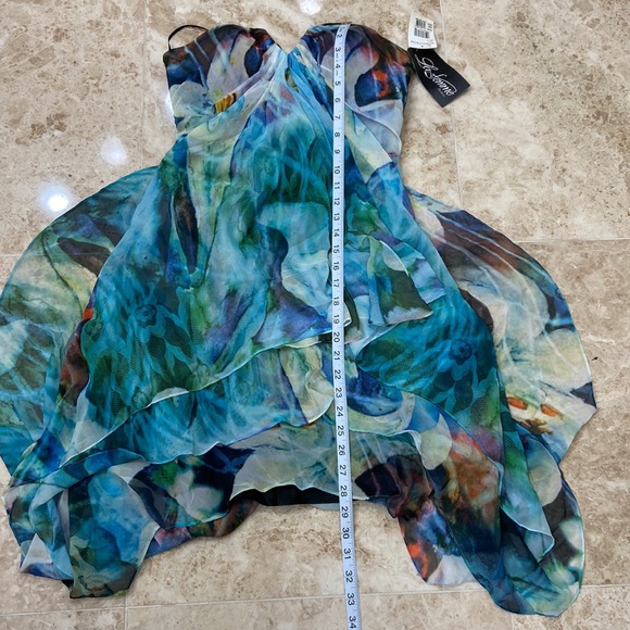 🛍️La Femme Multi Color High Low Chiffon Dress. Size 2. NWT - Picture 5 of 10